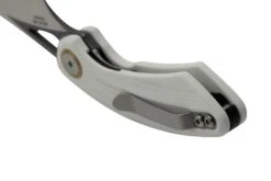 Bestech Bihai Grey DLC Stonewashed Satin, White G10 BG53E Couteau De Poche, Ostap Hel Design -Couteaux Soldes BHBG53E 04 bestech