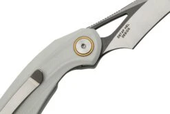 Bestech Bihai Grey DLC Stonewashed Satin, White G10 BG53E Couteau De Poche, Ostap Hel Design -Couteaux Soldes BHBG53E 05 bestech