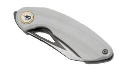 Bestech Bihai Grey DLC Stonewashed Satin, White G10 BG53E Couteau De Poche, Ostap Hel Design -Couteaux Soldes BHBG53E 06 bestech