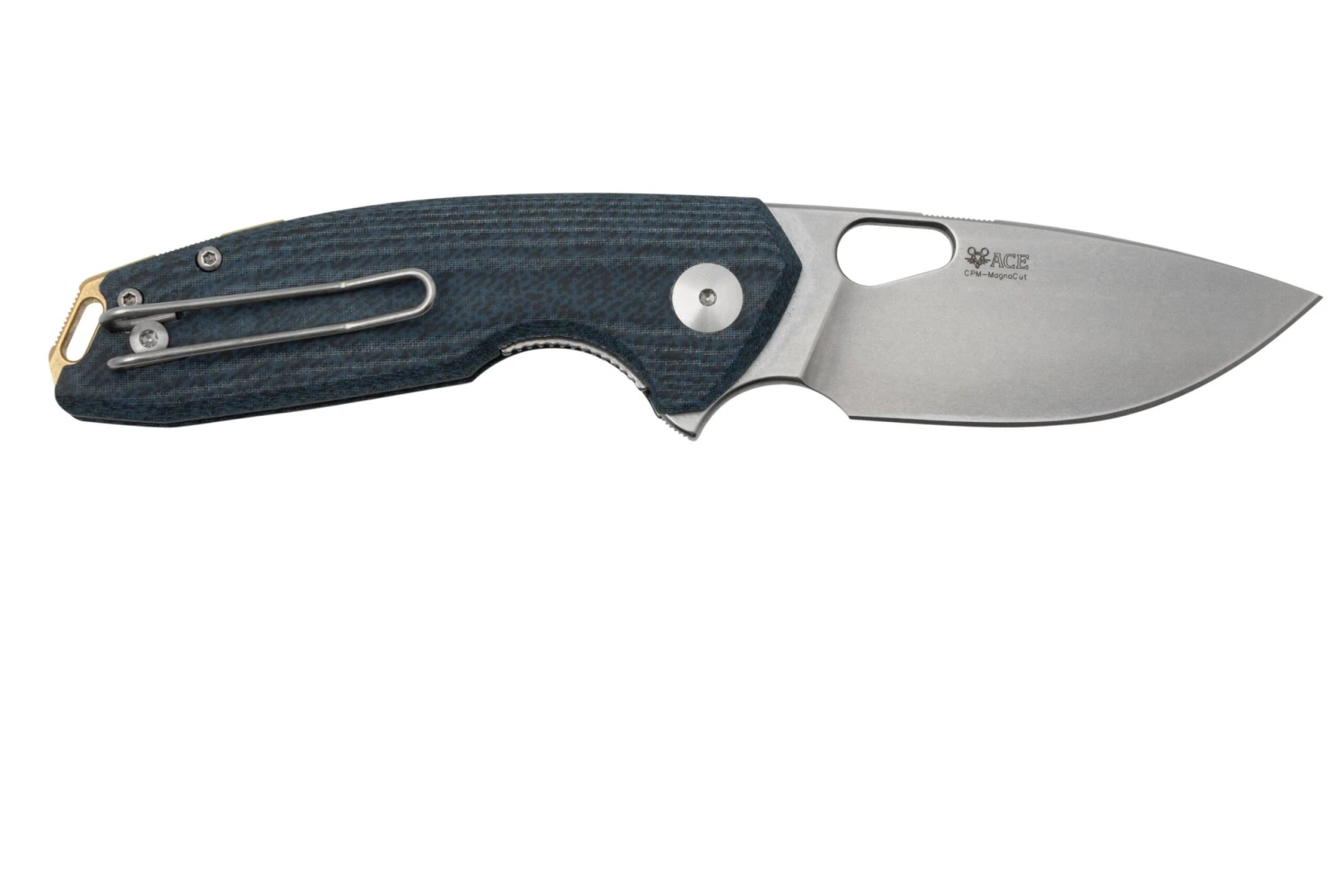 GiantMouse ACE Tribeca, Stonewashed Magnacut, Denim Canvas Micarta Couteau De Poche 4 GiantMouse ACE Tribeca, Stonewashed Magnacut, Denim Canvas Micarta Couteau De Poche - Image 2