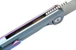 Kansept Bulldozer K1028A3 Stonewashed CPM-20CV, Blue Timascus Couteau De Poche, Kim Ning Design -Couteaux Soldes KSK1028A3 07 kansept