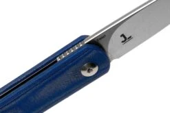 Kizer Feist V3499C1 Stonewashed 154CM, Denim Blue Micarta, Couteau De Poche, Justin Lundquist Design -Couteaux Soldes KZV3499C1 06 kizer