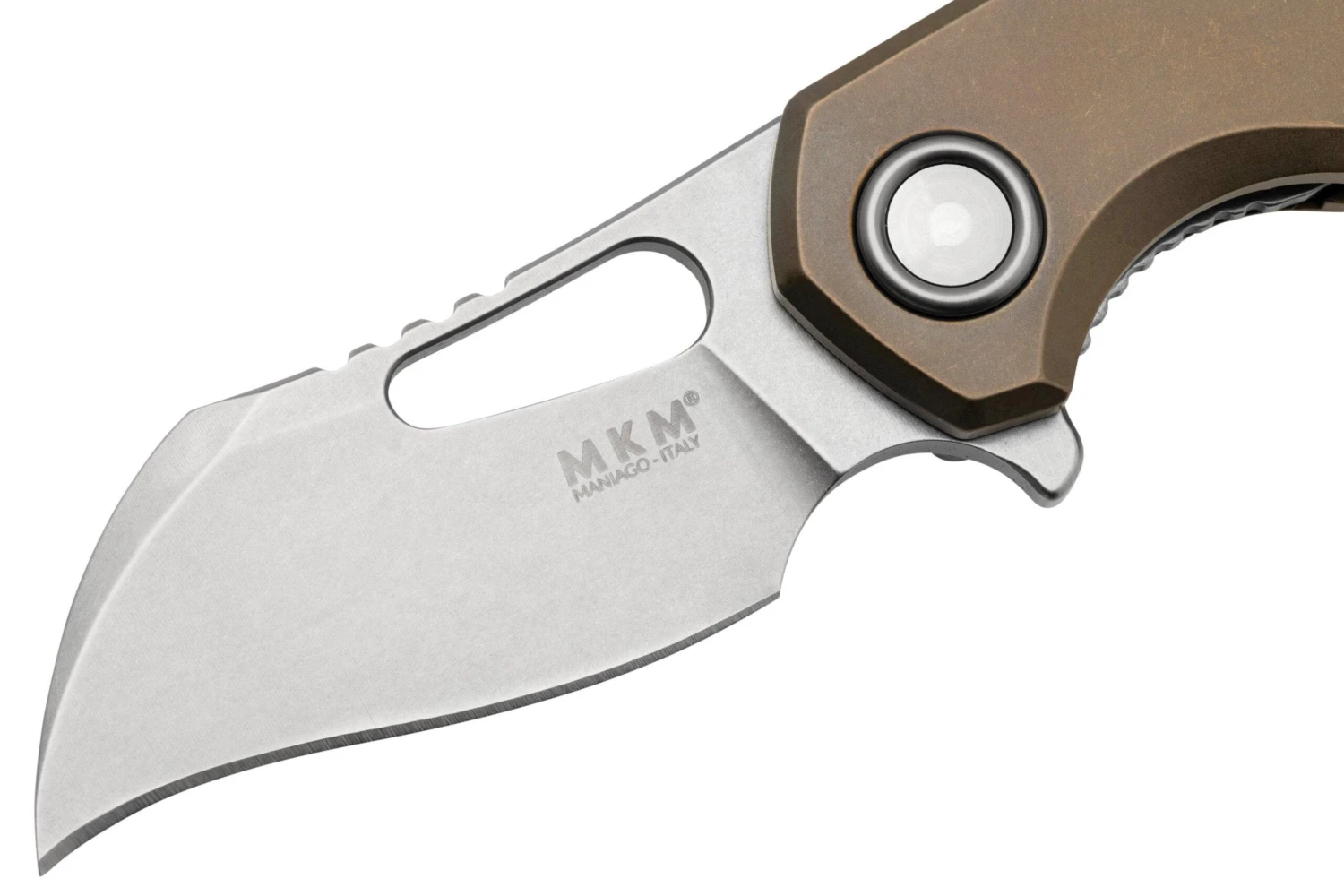 MKM Isonzo FX03M-1TBR, Hawkbill Stonewashed Böhler M390 Bronze Titanium, Couteau De Poche 5 MKM Isonzo FX03M-1TBR, Hawkbill Stonewashed Böhler M390 Bronze Titanium, Couteau De Poche - Image 3
