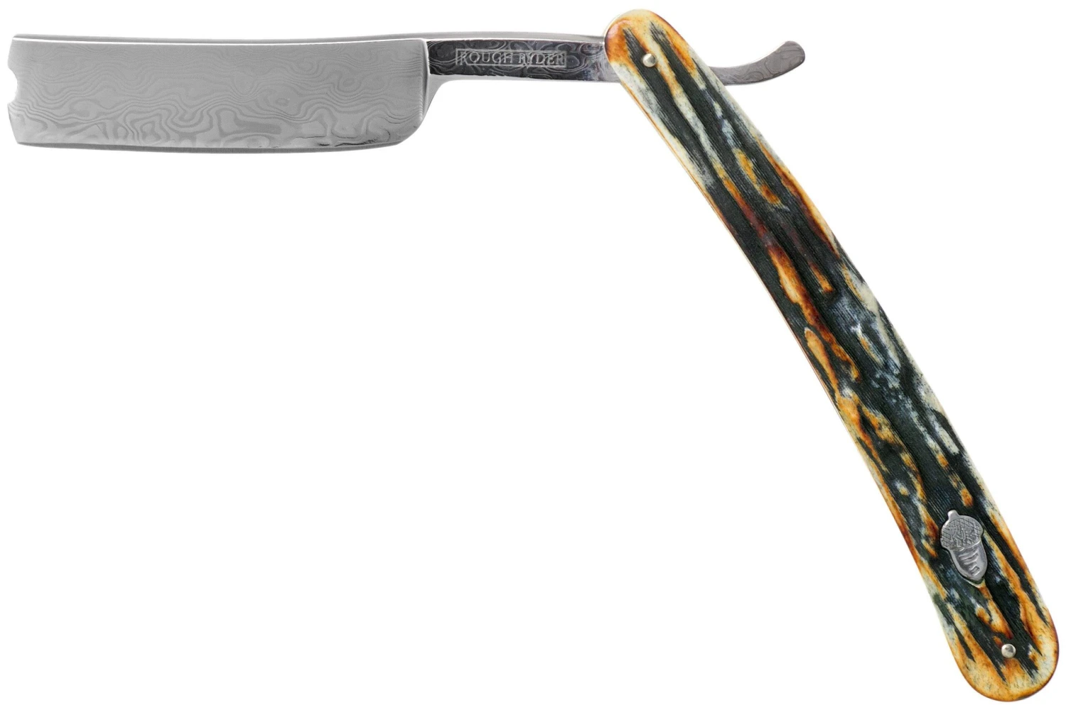 Rough Ryder Folding Razor Cinnamon Stag RR2159 Damascus Rasoir Coupe-choux 3 Rough Ryder Folding Razor Cinnamon Stag RR2159 Damascus Rasoir Coupe-choux
